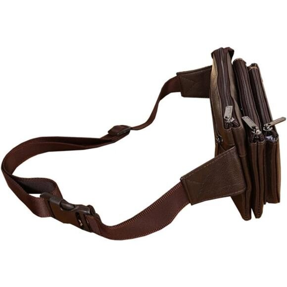 Genuine Leather Waist Pack Fanny Bag Coffee - Picture 4 of 6